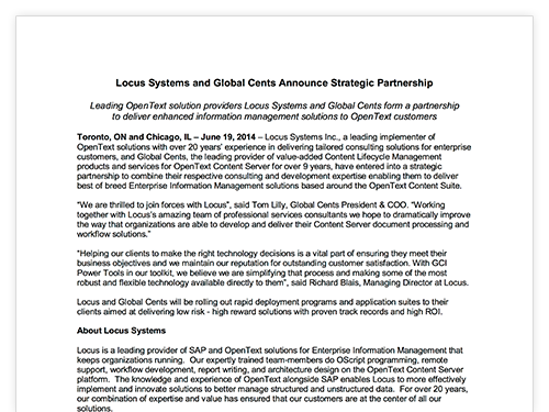 Locus Systems & Global Cents Partnership