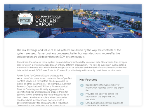GCI PowerTools for Content Export
